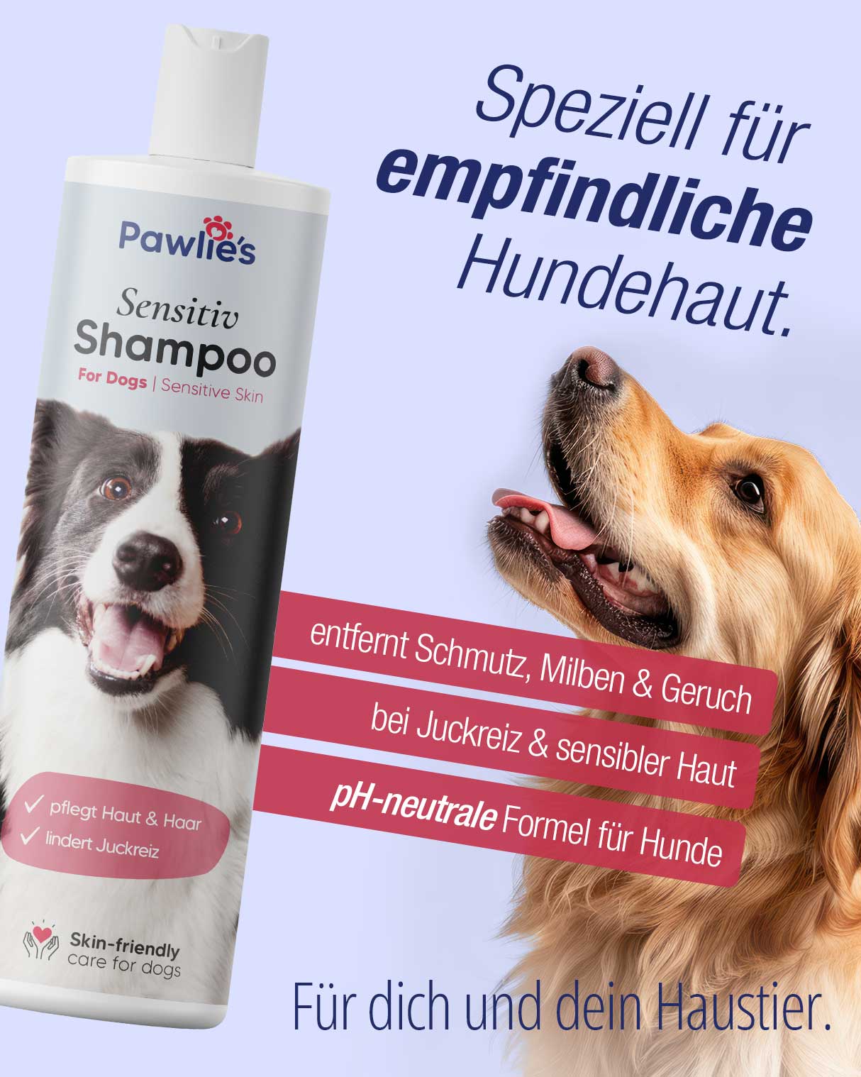 Pawlie's Sensitiv Hundeshampoo für empfindliche Haut nach Milbenbefall