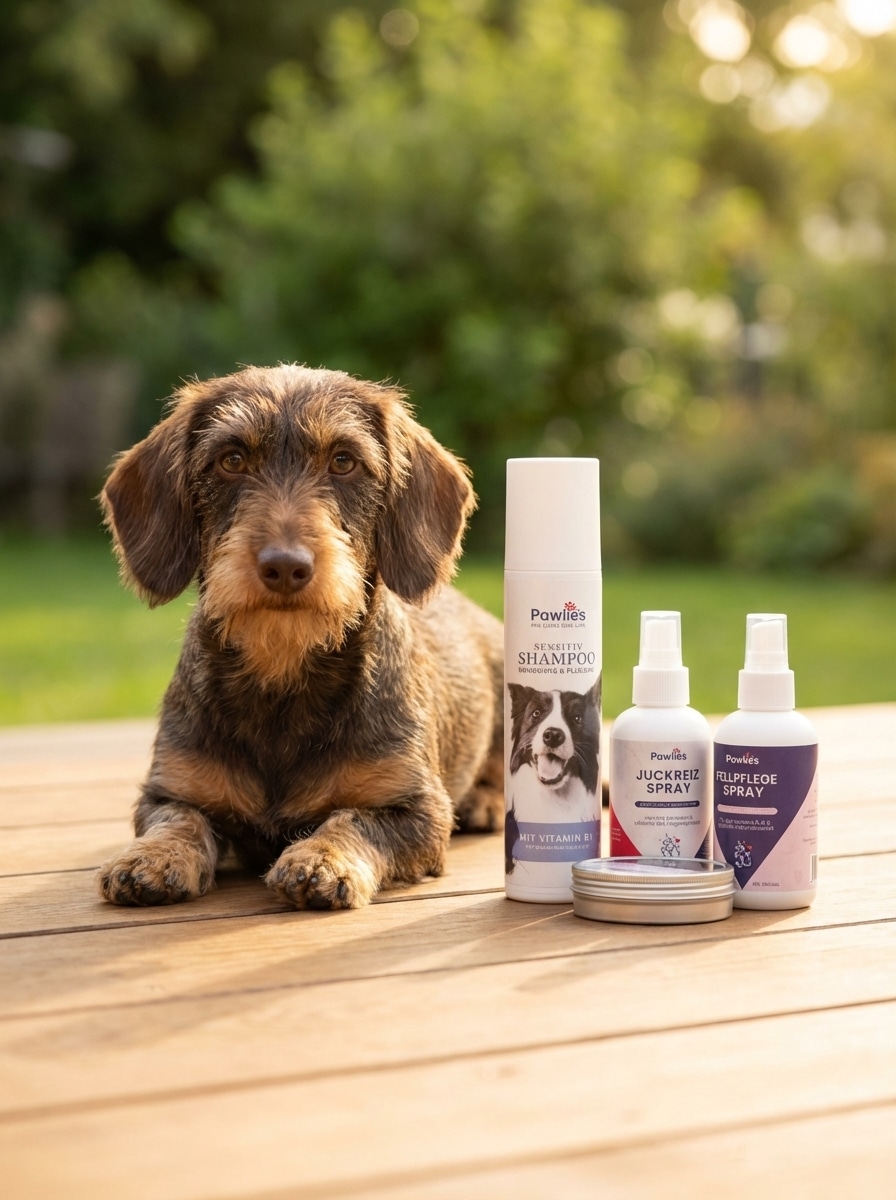 Pawlie's Pflege für Haustiere - Dackel mit Shampoo, Juckreiz Spray und Fellpflege