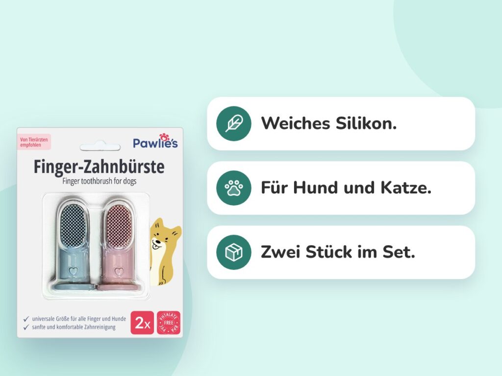 Pawlie's Finger-Zahnbürste für Hunde und Katzen im 2er-Set aus weichem Silikon